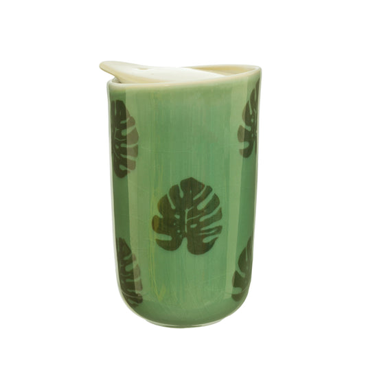 Monstera Leaf Ceramic Reusable Travel Mug