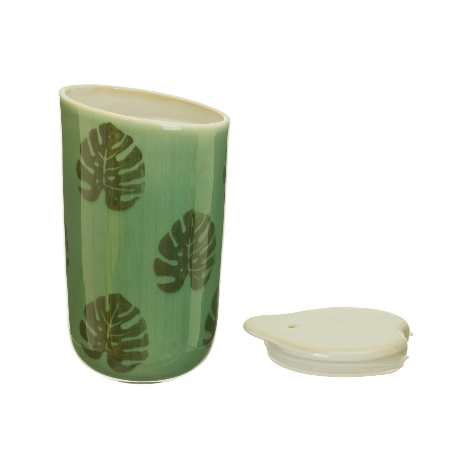 Monstera Leaf Ceramic Reusable Travel Mug