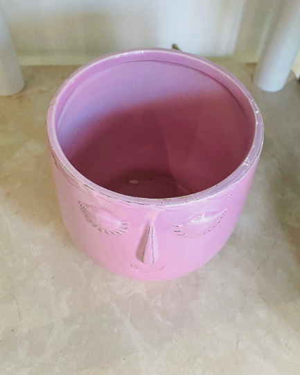 Pink Ceramic Face Cover Pot