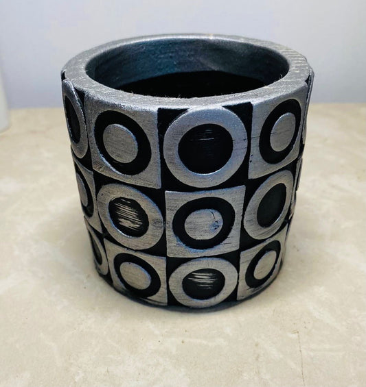 Products Black and Silver Ceramic Succulent Planter
