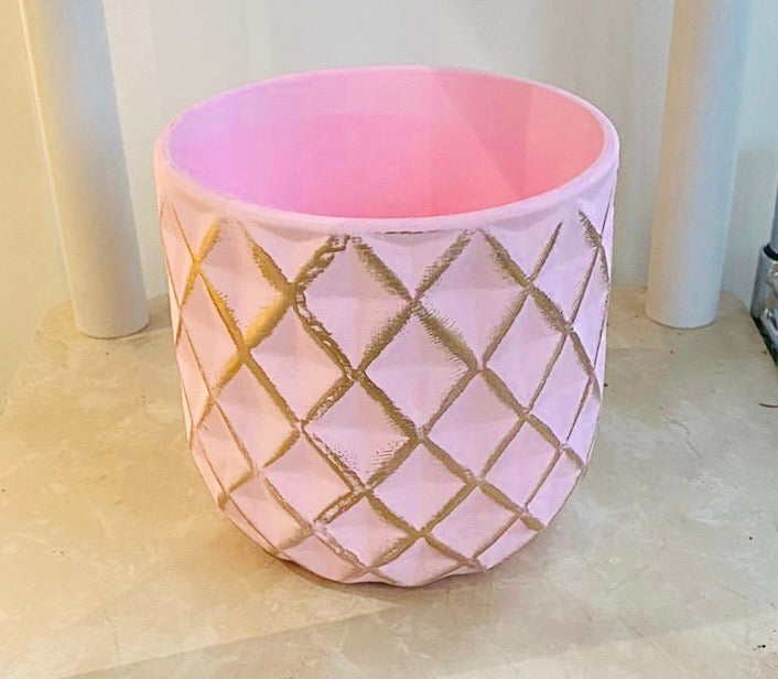 Pink and Gold Ceramic Planter, Indoor Plant Pot