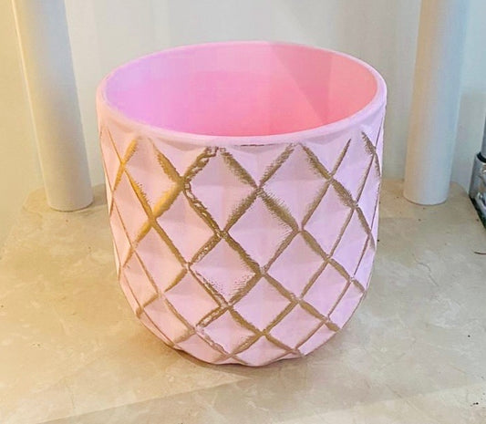 Pink and Gold Ceramic Planter, Indoor Plant Pot