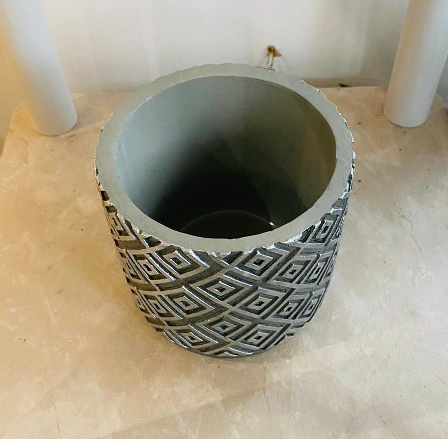 Grey and Silver Concrete Planter