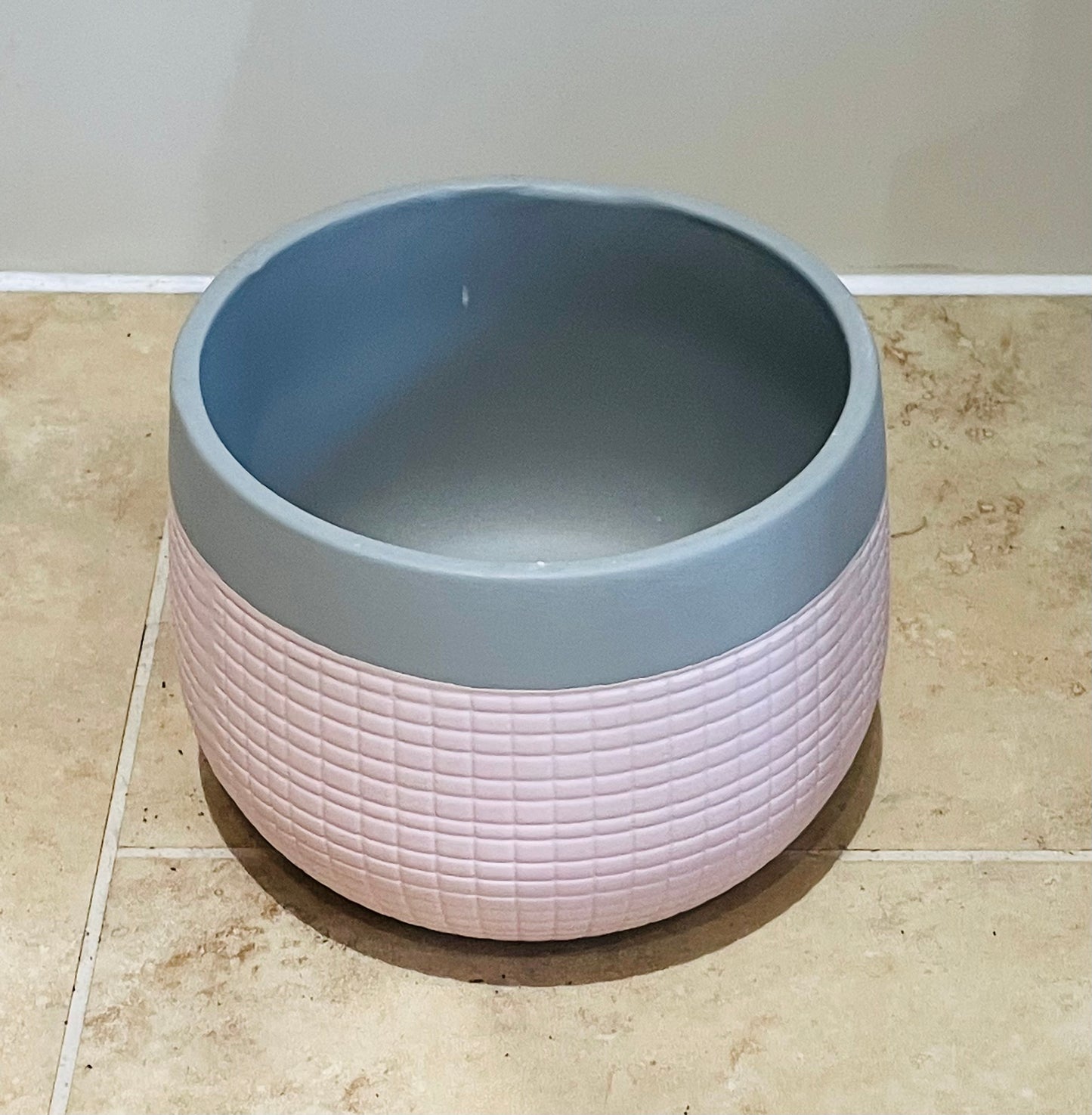Pink and Grey Ceramic Cover Pot