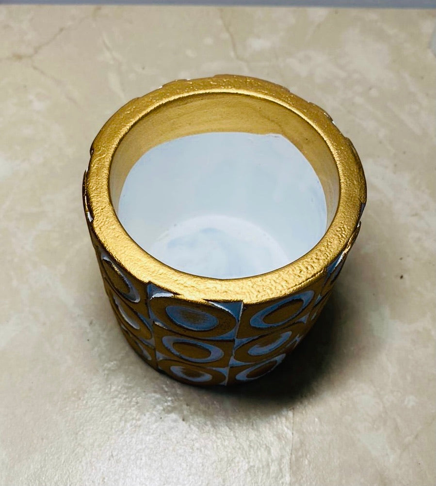 Gold and White Ceramic Succulent Planter
