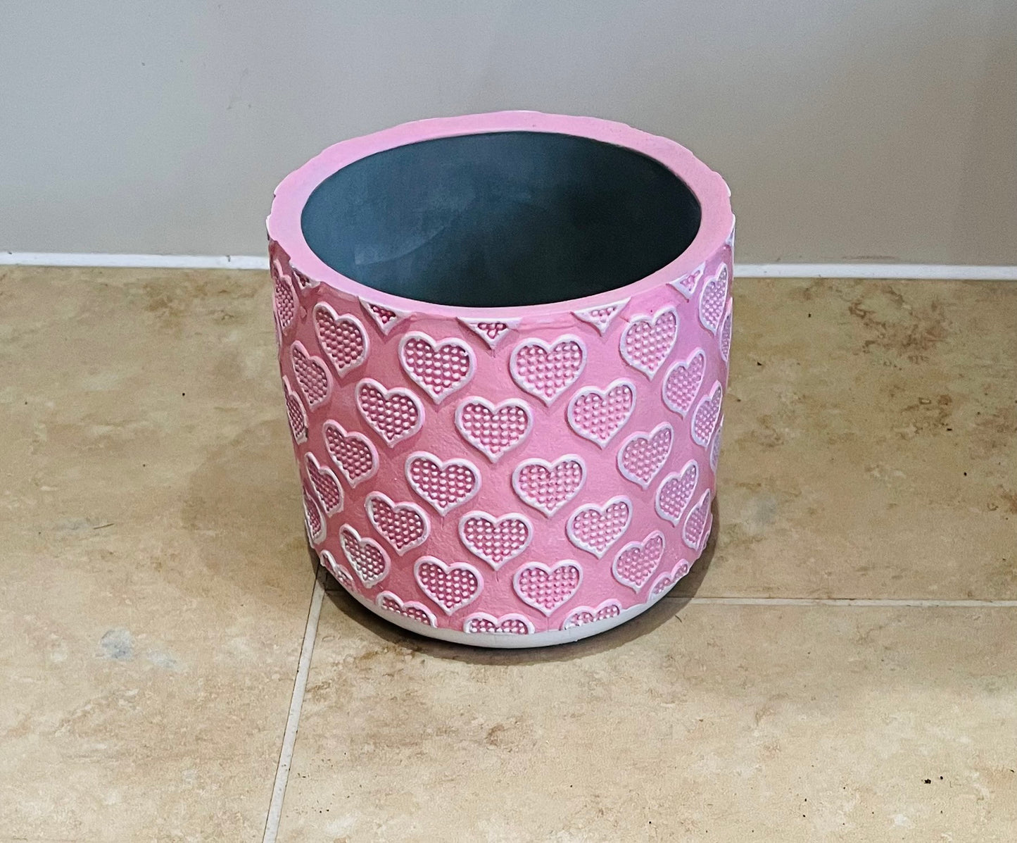 Pink and White Concrete Heart Cover Pot in 3 sizes