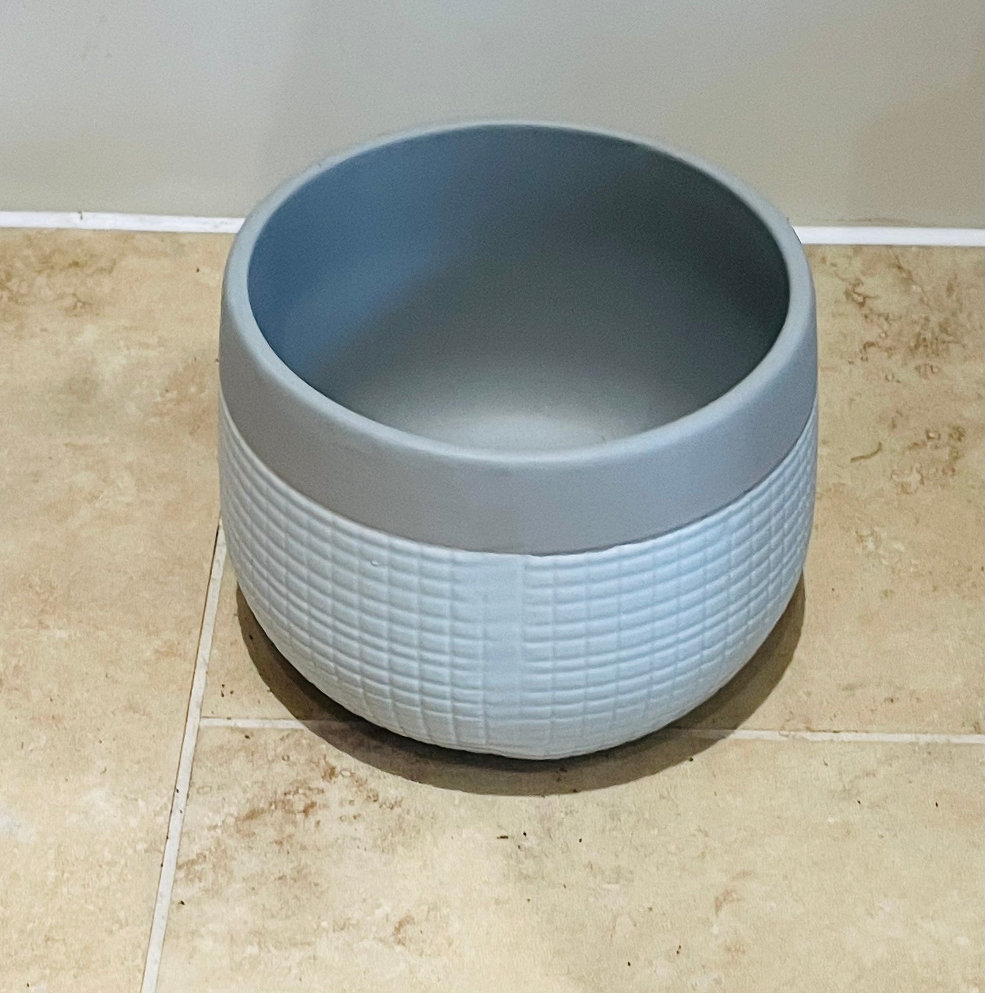 Blue and Grey Ceramic Cover Pot