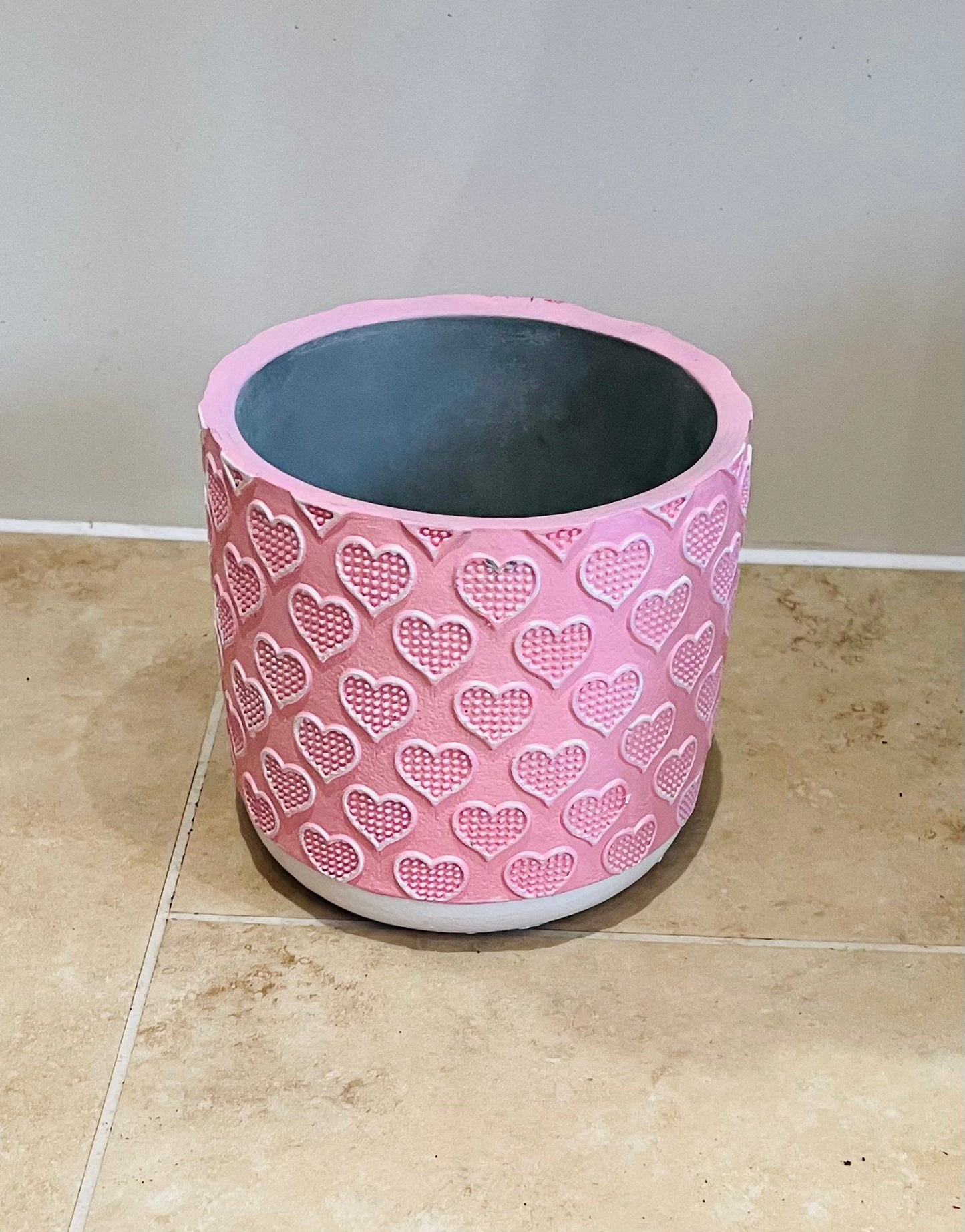 Pink and White Concrete Heart Cover Pot in 3 sizes