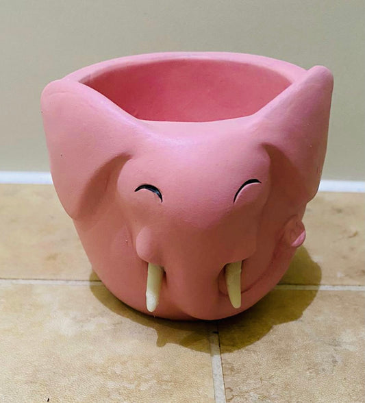 Pink Elephant Ceramic Plant Cover Pot