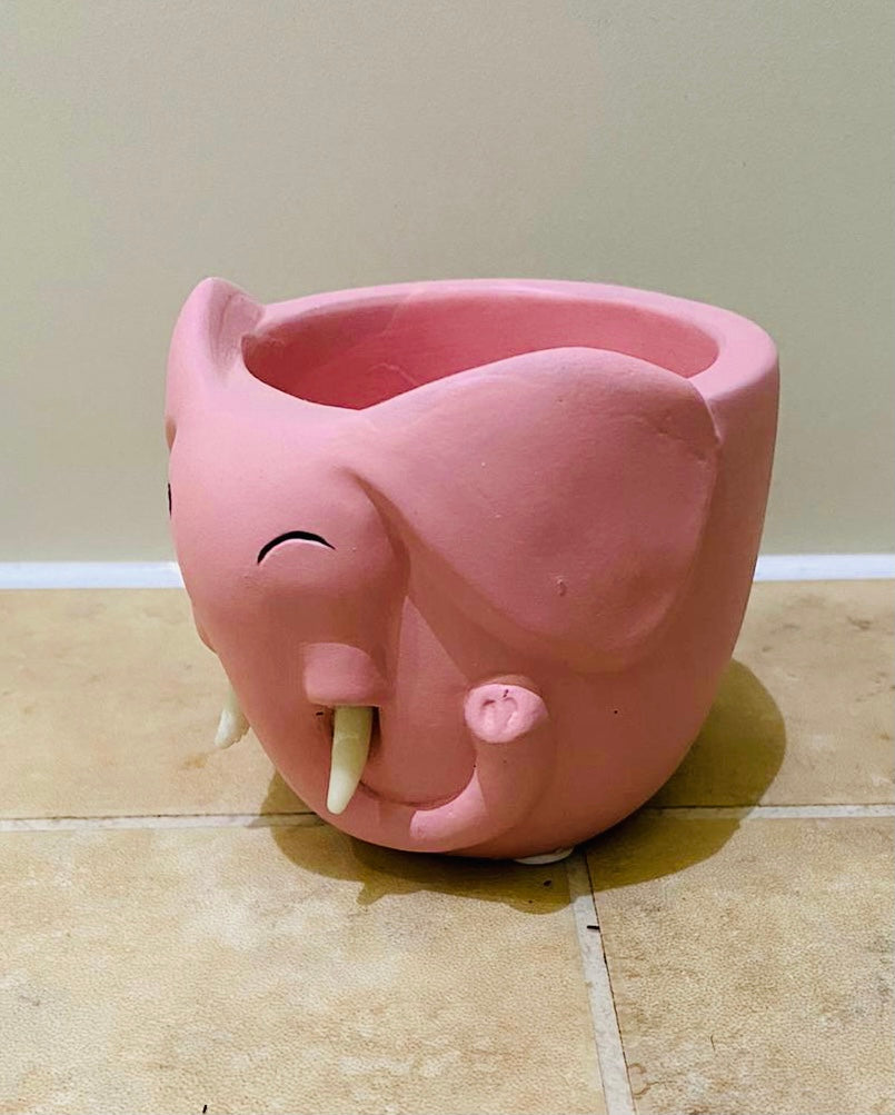 Pink Elephant Ceramic Plant Cover Pot