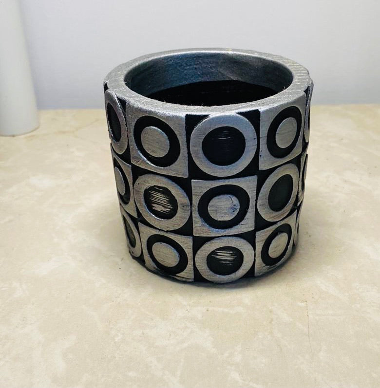 Products Black and Silver Ceramic Succulent Planter