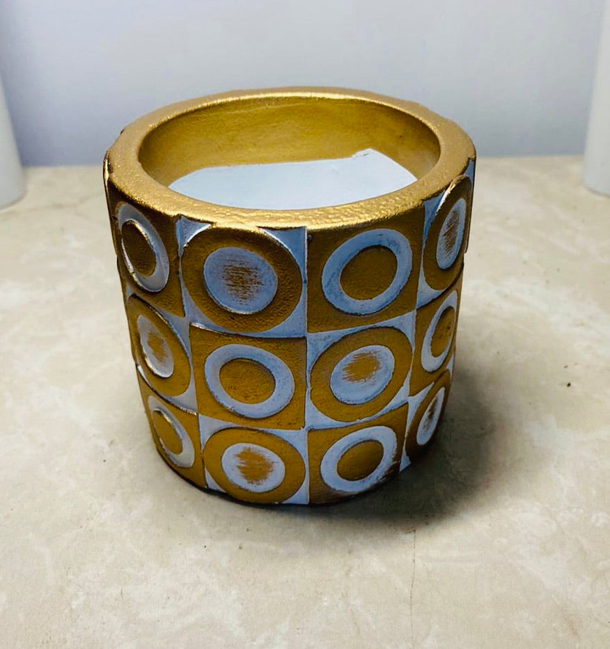 Gold and White Ceramic Succulent Planter