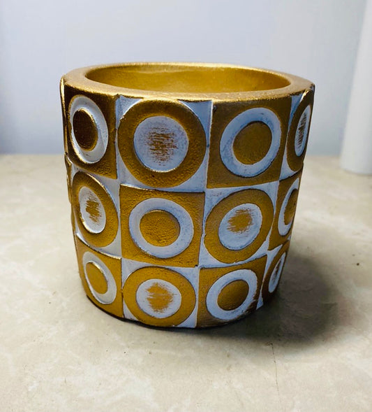 Gold and White Ceramic Succulent Planter